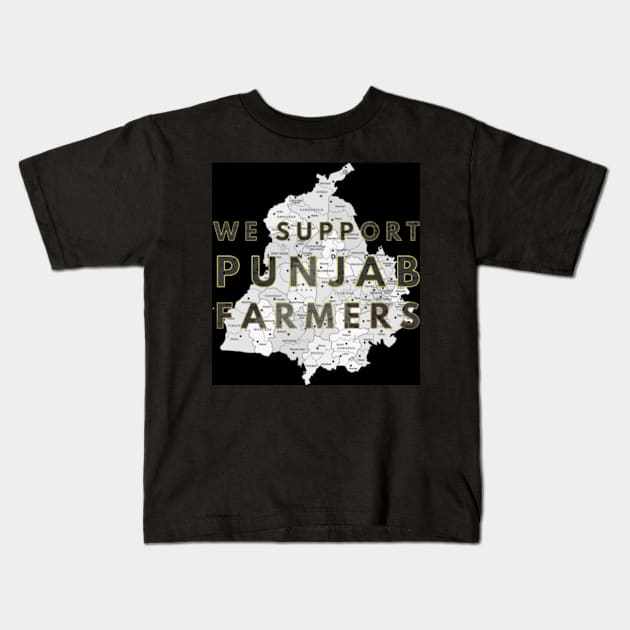 WE SUPPORT PUNJAB FARMERS Kids T-Shirt by SAN ART STUDIO 